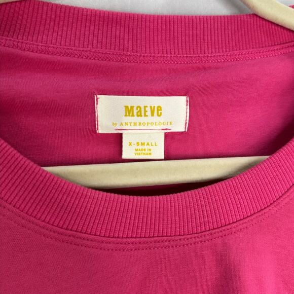 Anthropologie Maeve Twist-Front Oversized Sweatshirt Berry Pink – Size XS - Picture 7 of 8